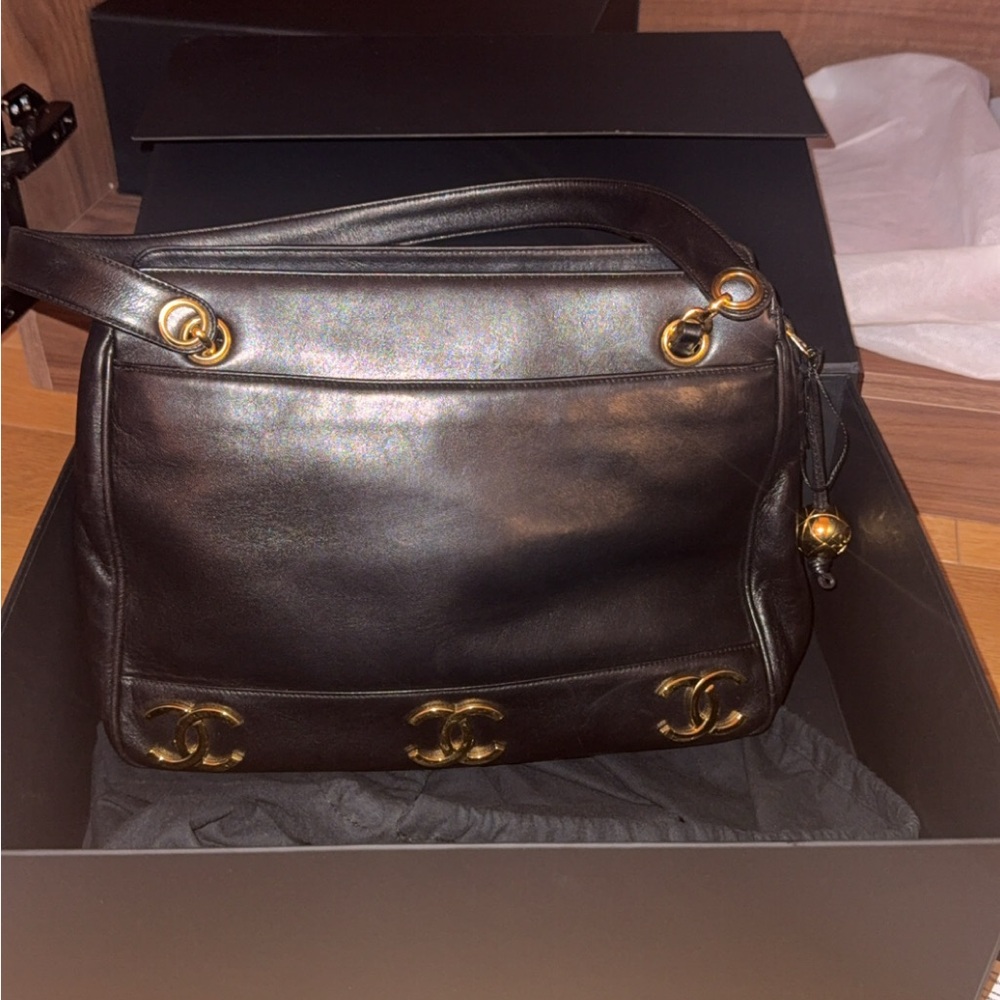 CHANEL Vintage Lambskin Triple CC Tote